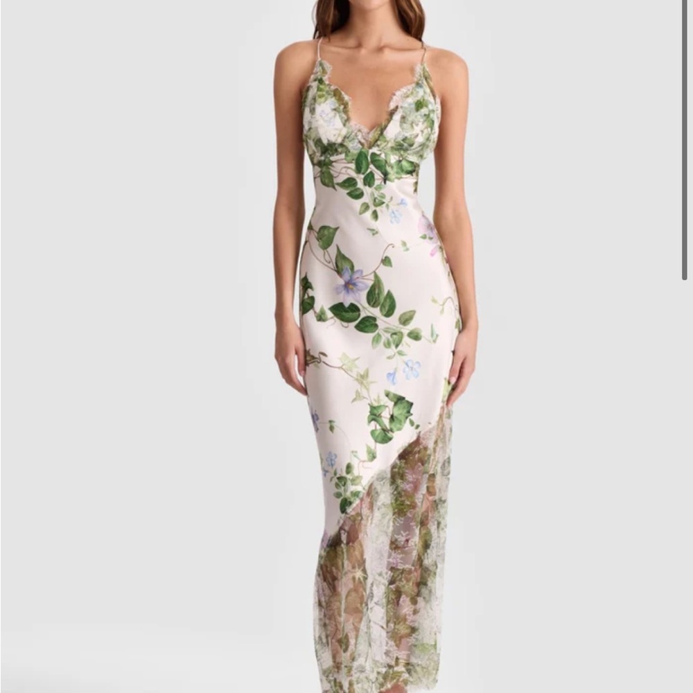 Alice + Olivia Claudia Dress in Green and Cream